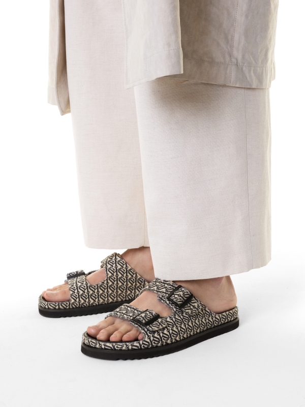 Slides made of fabric with a logo pattern KS JEFFERSON