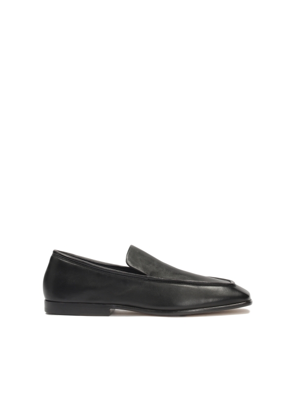 Minimalist black loafers in full grain leather CARMEN