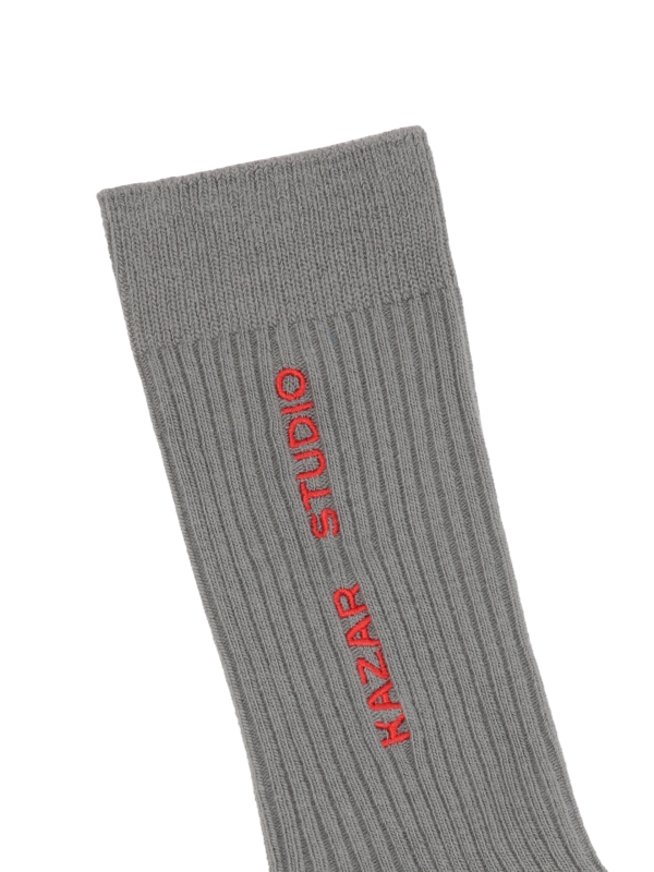 Grey ribbed socks with embroidered logo KS LUCIENNE
