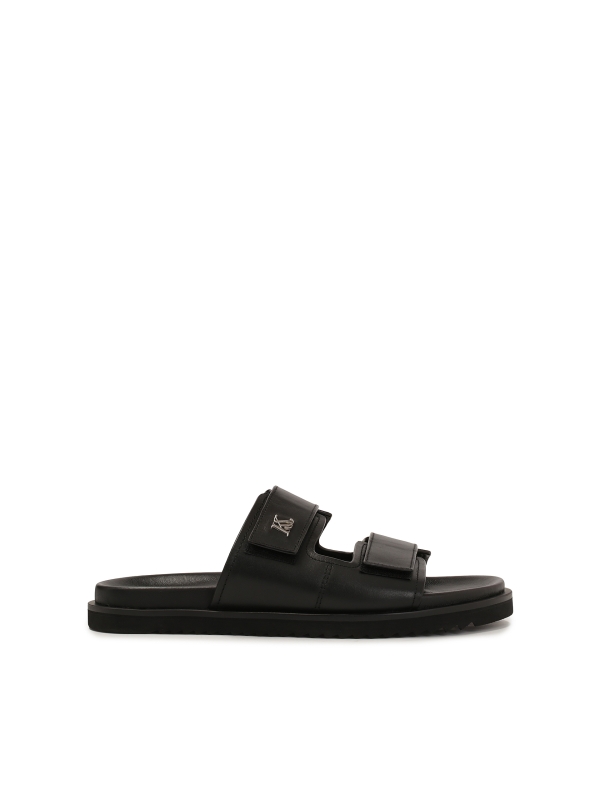 Slip-on black slides with Velcro straps KS JEFFERSON