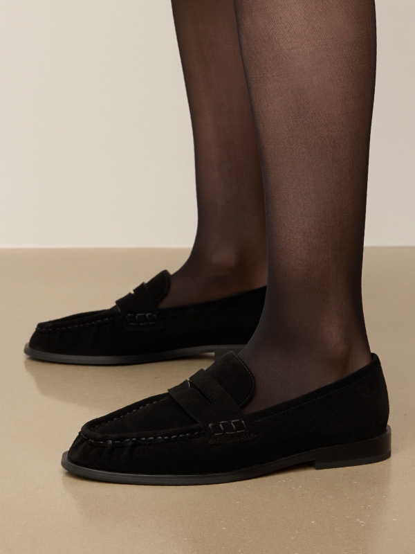 Suede black loafers KS OLZA