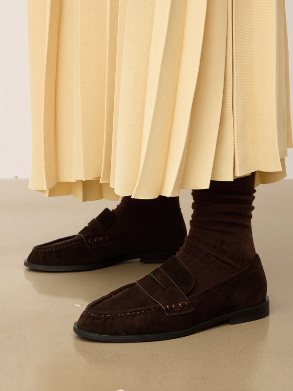 Brown suede loafers KS OLZA