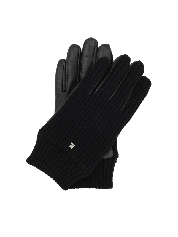 Men's wool gloves with full-grain leather and monogram KS FRANCOISE