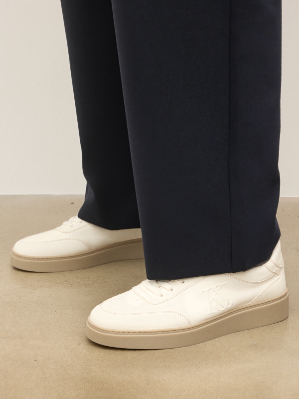 Sneakers in natural leather in off-white shade KS ETIENNE